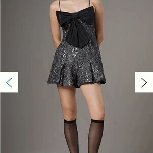 Anthropologie Maeve Bow-Front Jacquard Romper